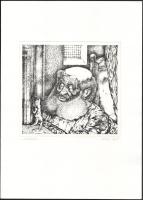 Petőcz Lajos (1919-2009): Emlékezés. Rézkarc, papír, jelzett, 19,5x21 cm.