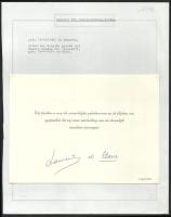 Laurent belga herceg (1963- ) és felesége által aláírt köszönő kártya / Autograph signature of Princ...