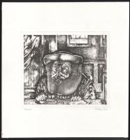 Petőcz Lajos (1919-2009): Uzsorás. Rézkarc, papír, jelzett, 17,5x20,5 cm.