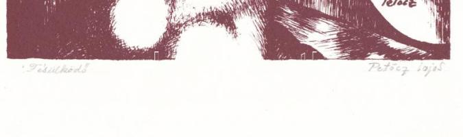 Petőcz Lajos (1919-2009): Fésülködő. Nyomat, papír, jelzett, 19,5x19,5 cm