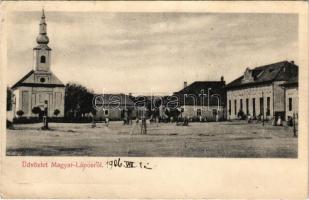 1906 Magyarlápos, Magyar-Lápos, Oláhlápos, Targu Lapus; Fő tér, templom, üzlet / main square, church, shop (r)