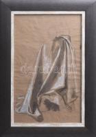 Székely Bertalan (1835-1910): Szent István felajánlja az országot a Nagyboldogasszonynak (tanulmányrajz). Ceruza, lavírozott tus, fedőfehér, papír, jelzett a hátoldalán hagyatéki pecséttel. Üvegezett fakeretben. 40×25 cm