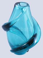 Frantisek Zemek türkizszínű cseh váza, jelzés nélkül, alján kis pattanással, m: 17 cm