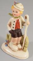 Antik német pásztorfiú figura, hibátlan, m: 12 cm