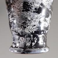 Fekete-fehér mázas kerámia váza, hibátlan, m: 16,5 cm