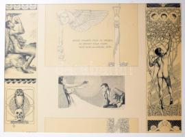 Bertold Löffler (1874-1960): Szecessziós illusztrációk, litográfia, papír, modern képkeretben, látható: 29,5x21,5 cm, külső méret: 42x32 cm