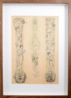 Heinrich Lefler (1863-1919): Szecessziós illusztrációk, litográfia, papír, modern képkeretben, látha...