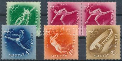 1952 Olimpia I. - Helsinki hiányos sor 30f nélkül, minden értéka számvízjellel