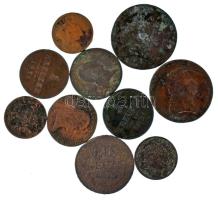 1800-1885. 1kr-3kr Cu (10db) T:F,VG