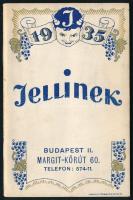 1935 Jellinek budapesti italkereskedő tárcanaptára terméke reklámjával, dekoratív címlappal, szép állapotban, 64p