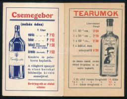 1935 Jellinek budapesti italkereskedő tárcanaptára terméke reklámjával, dekoratív címlappal, szép ál...