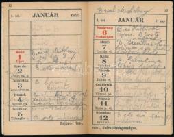 1935 Jellinek budapesti italkereskedő tárcanaptára terméke reklámjával, dekoratív címlappal, szép ál...