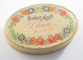 cca 1925 Dreher Mauls Dáma csokoládés doboz, papír, 15×11×3 cm