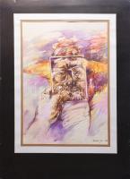 Pásztor János (-): L néz, 1996. Vegyes technika, papír. Jelzett. Paszpartuban. 47,5×32,5 cm