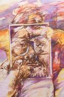 Pásztor János (-): L néz, 1996. Vegyes technika, papír. Jelzett. Paszpartuban. 47,5×32,5 cm