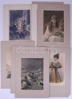 10 db vegyes régi metszet/nyomat, paszpartuban, változó méretben és állapotban (max. 37x26 cm)