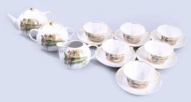 Dulevo porcelán kávés készlet, jelzett, teljes, minimális kopással.