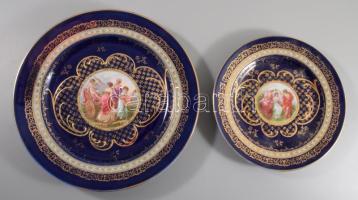 Cseh alt wien 8 darab zsánermintás tál, jelzett, kopással, d: 18-24 cm