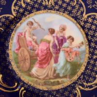 Cseh alt wien 8 darab zsánermintás tál, jelzett, kopással, d: 18-24 cm