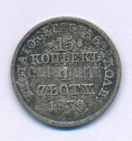 Lengyelország / Kongresszusi Lengyelország 1839. 15k/1Zl Ag Varsó T:VF patina Poland / Congress Poland 1839. 15 Kopecks / 1 Złoty Ag Warszawa C:VF patina Craig C#129