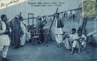 Tripoli market with meat vendor