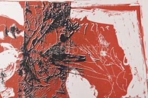 Bodnár Imre (1959-): Kompozíció (cím nélkül), nyomat, papír, jelzés nélkül. 39x28 cm