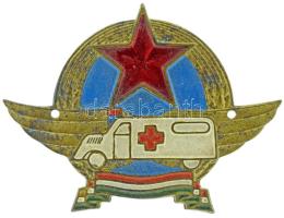 1950 k. Rákosi címeres mentős festett, lemez sapkajelvény (40x53mm) T:XF