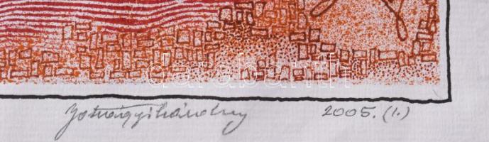 Botrágyi Károly (-): Álom invázió! Vegyes technika, nyomat, papír. Jelzett. Sérült. Paszpartuban. 44...