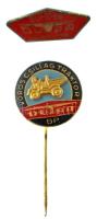 1960 k. "Vörös Csillag Traktor - Dutra Bp." zománcozott fém jelvény + "Dumper Dutra Traktor" műgyantás fém jelvény T:AU,VF