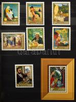 Magyar Festmény motívum gyűjtemény 12 lapos Philux A/4 berakóban hozzá zsebberakó főleg külföldi bélyegekkel