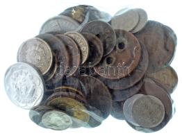 Kb. 320g vegyes, magyar és külföldi érméből álló tétel, közte sok 1950 előtti T:vegyes Mixed Hungarian and foreign coin lot, within many before 1950 (~320g) C:mixed