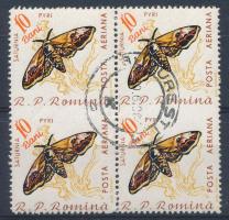 Románia 1964 Lepke 10bani négyestömb középen hiányzó vízszintes fogazással