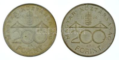 1994. 200Ft Ag "Deák" (2x) T:XF,VF patina
Adamo F13.1