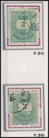 1874 2 db 3kr durva gyöngyjavítással (ex Orbán, Sebestyén aranyérmes kiállítási gyűjteményből)
