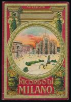cca 1910-1940 Ricordo di Milano, kihajtható leporello, 32 fekete-fehér képpel.