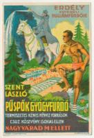 Püspökfürdő, Szentlászlófürdő, Baile 1 Mai, Episcopiei (Nagyvárad, Oradea); Erdély egyedüli hullámfürdője! Szent László Püspökgyógyfürdő Nagyvárad mellett. Felelős kiadó Komzsik Alajos. Erdély litogr. reklámlap / "The only wave pool in Transylvania!" spa and bathing hall near Oradea. Tourist advertising art postcard, litho s: Ványai