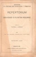 Torma Károly (összeáll.):  Repertórium Dacia régiség- és felirattani irodalmához. Budapest, 1880. Magyar Tudományos Akadémia Archaeologiai Bizottsága (Franklin-Társulat ny.) XXIX + [3] + 191 + [1] p. Egyetlen kiadás. Torma Károly (1829-1897) erdélyi régész, egyetemi tanár. Archeológiai és epigráfiai munkásságára jelentős hatást gyakorolt az Erdélyben nála vendégeskedő német régész, Theodor Mommsen barátsága. Erdélyi felirattani munkája az erdélyi római jelenlét nyomait kutatja. Fűzve, feliratozott, sérült kiadói borítóban. Felvágatlan, körülvágatlan példány.