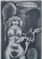 [Grafika] Michel Fingesten (1884-1943) grafikusművész erotikus Ex librise a művész saját kezű aláírá...