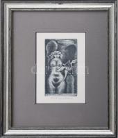 [Grafika] Michel Fingesten (1884-1943) grafikusművész erotikus Ex librise a művész saját kezű aláírá...