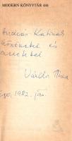 Anar, [Rzajev Raszul-ogli]:  Egy négyemeletes ház ötödik emelete. Fordította Vándor Anna. (A fordító által dedikált.) (Budapest, 1981). Európa Könyvkiadó (Alföldi Nyomda, Debrecen). 183 + [5] p. Egyetlen magyar kiadás. Dedikált: "András Katinak köszönettel és szeretettel: Vándor Anna. 1982. január". Anar Rjazev (sz. 1938) azeri író, novellista, forgatókönyvíró. Irodalmi írásokkal az 1960-as évektől jelentkezett, az azeri szovjet nagyvárosi lét tapasztalatait megszövegező regényei közül a Négyemeletes ház a szerző talán legnépszerűbbje. A szokatlanul erős női alakokat felvonultató, rosszul végződő szerelmi dráma eredeti nyelven 1974-ben jelent meg, azóta többször is filmre vitték. (Modern könyvtár, 444. kötet.) Prov.: András Katalin (1927-2023) pedagógus, népművelő, tankönyvíró, a budapesti Radnóti Miklós Gimnázium oktatója. Fűzve, színes, illusztrált kiadói borítóban. Jó példány.