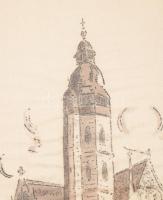 [Grafika] A kassai Szent Erzsébet-székesegyház. Ismeretlen grafikus selyemnyomata (1910 körül).
[Ka...