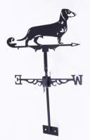 Fém szélkakas, tetején tacskó figurával, 2 részből áll, hibátlan, m: 42 cm