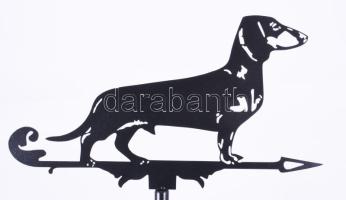 Fém szélkakas, tetején tacskó figurával, 2 részből áll, hibátlan, m: 42 cm