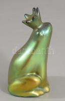 Zsolnay kisplasztika - Békakirály. Többszínű eozin mázakkal fedett öntött finomfajansz. Jelzett, minimális karcokkal, m: 7 cm