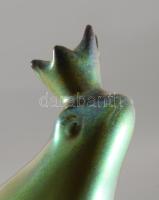 Zsolnay kisplasztika - Békakirály. Többszínű eozin mázakkal fedett öntött finomfajansz. Jelzett, min...