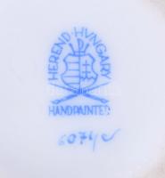 Herendi citrom alakú fedeles edény rózsabimbó fogóval, jelzett, hibátlan, m: 11 cm