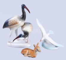 3 darab magyar porcelán állatfigura, jelzett, hibátlan, m: 17 cm