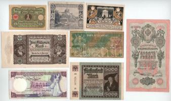 Vegyes 8db-os külföldi bankjegytétel, közte 1909-1987. Uganda, Ausztria, Szíria, Németország, Oroszország T:AU-VG Mixed 8pcs banknotes lot, including 1909-1987. Uganda, Austria, Syria, Germany, Russia C:AU-VG