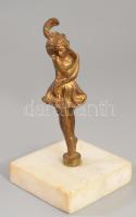 Charleston táncosnő fém szobor, márvány talapzaton, m: 15,5 cm