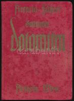 Gallhuber, Julius: Dolomiten. Ein Führer durch die Täler, Orte und Berge der gesamten Dolomiten. I. Band: Allgemeines, Täler, Straßen, Orte. Wien, 1929, Artaria, 138+[22] p.+ 2 (kihajtható) t.+ 1 térkép-melléklet. Német nyelven. Kiadói egészvászon-kötés, a térkép-melléklet sérült.